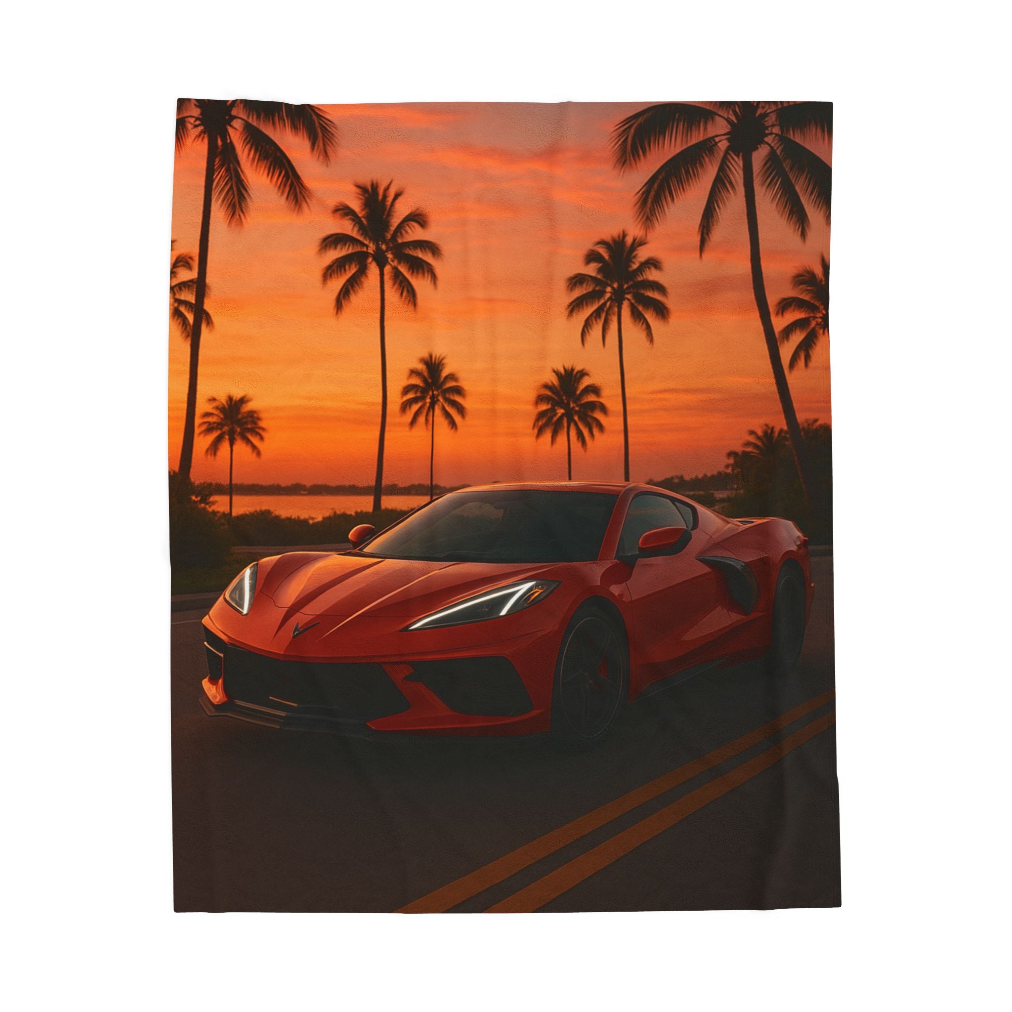 C8–Inspired Sports Car Sherpa Fleece Blanket