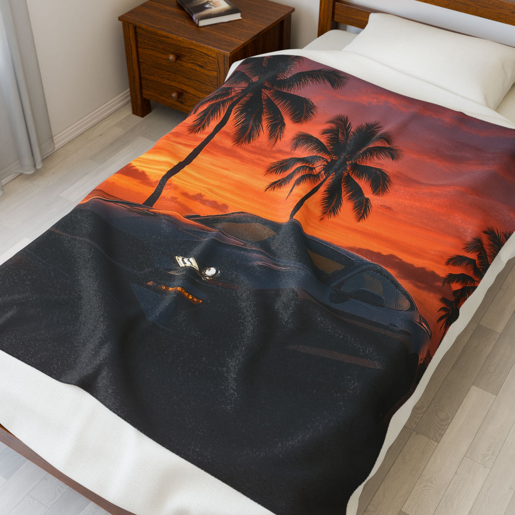 GT–Style Muscle Car Sherpa Fleece Blanket