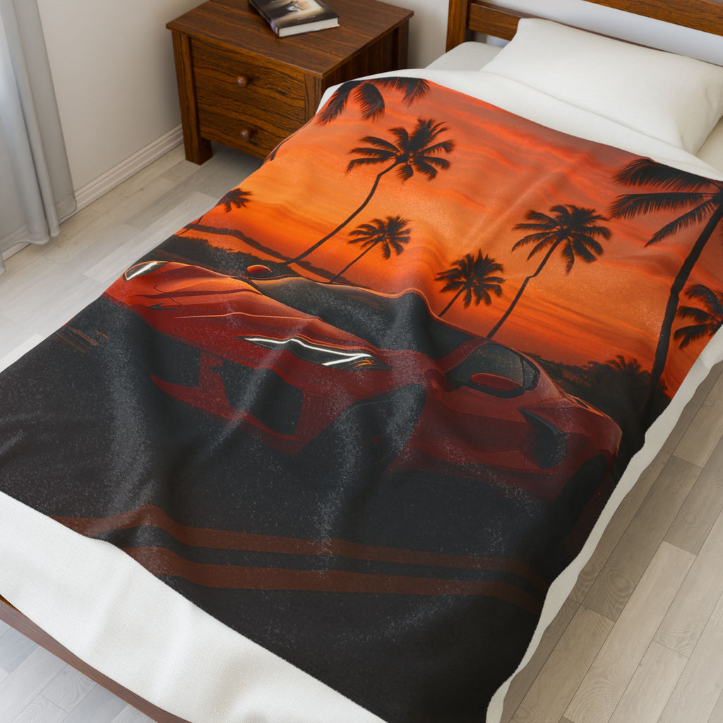 C8–Inspired Sports Car Sherpa Fleece Blanket